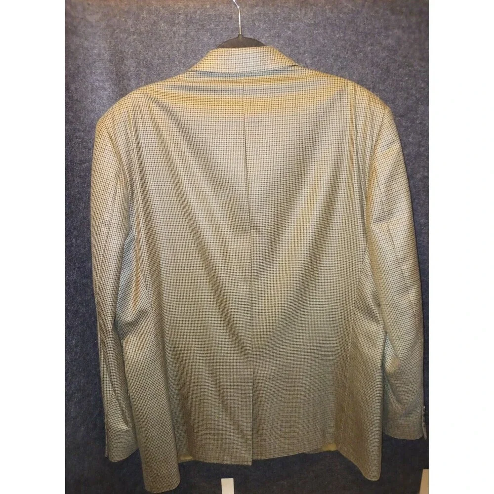 Lauren Ralph Lauren Mens 44L Houndstooth Silk Wool Blazer Suit Jacket Sport Coat